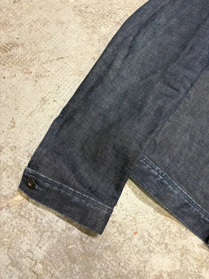 2000s Moschino Peace Raw Navy Denim Jacket EXNpcbG 7
