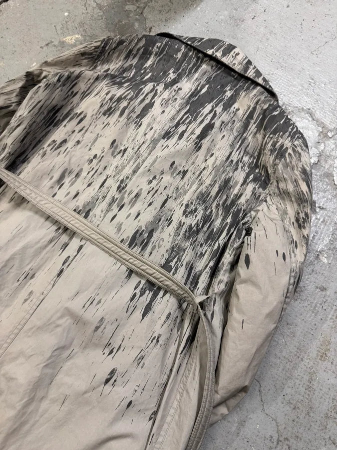 2000s Moschino Rain Painting Grey Trench Coat (XS) 3