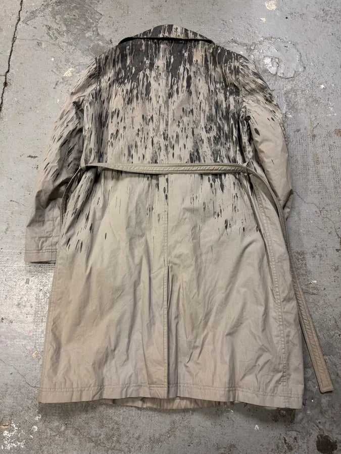 2000s Moschino Rain Painting Grey Trench Coat (XS) 4