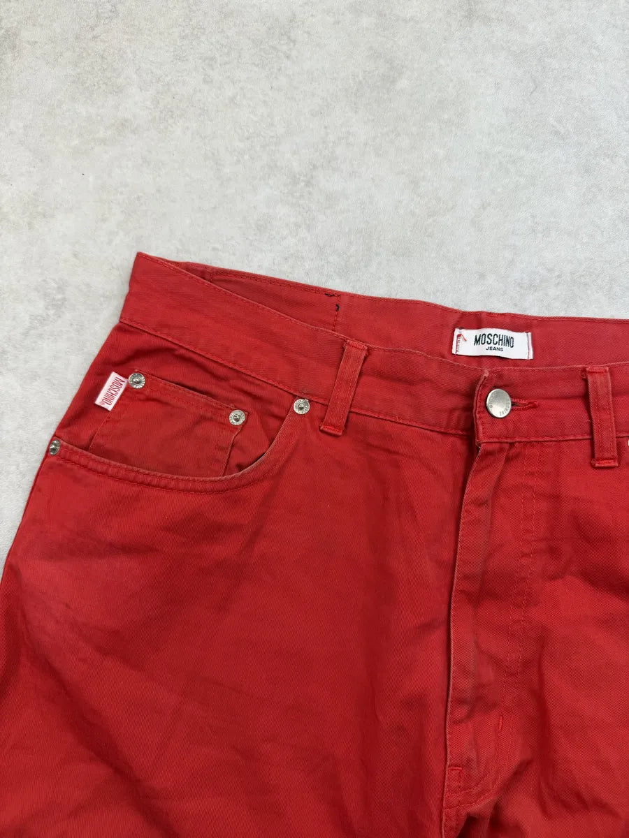 2000s Moschino Red Denim Straight-Leg Jeans nLGRRfs 10