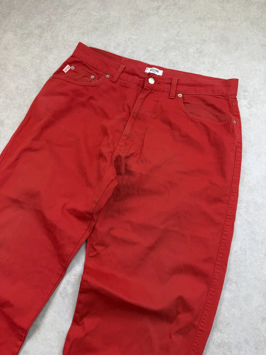 2000s Moschino Red Denim Straight-Leg Jeans nLGRRfs 11