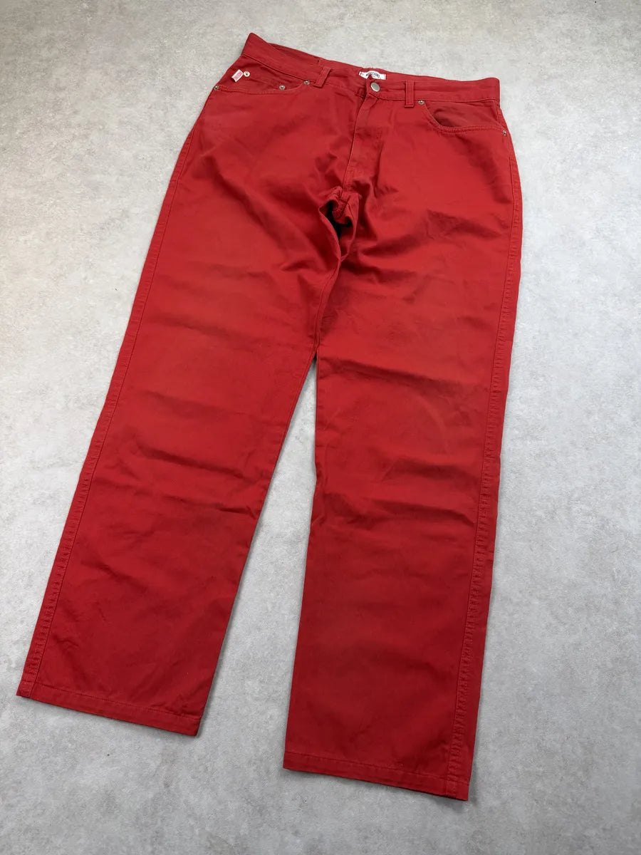 2000s Moschino Red Denim Straight-Leg Jeans nLGRRfs 4