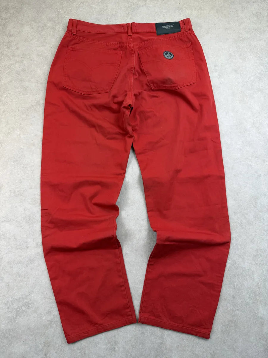 2000s Moschino Red Denim Straight-Leg Jeans nLGRRfs 5