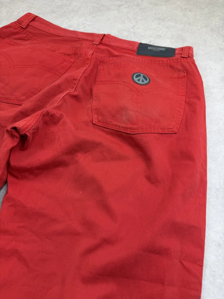 2000s Moschino Red Denim Straight-Leg Jeans nLGRRfs 7