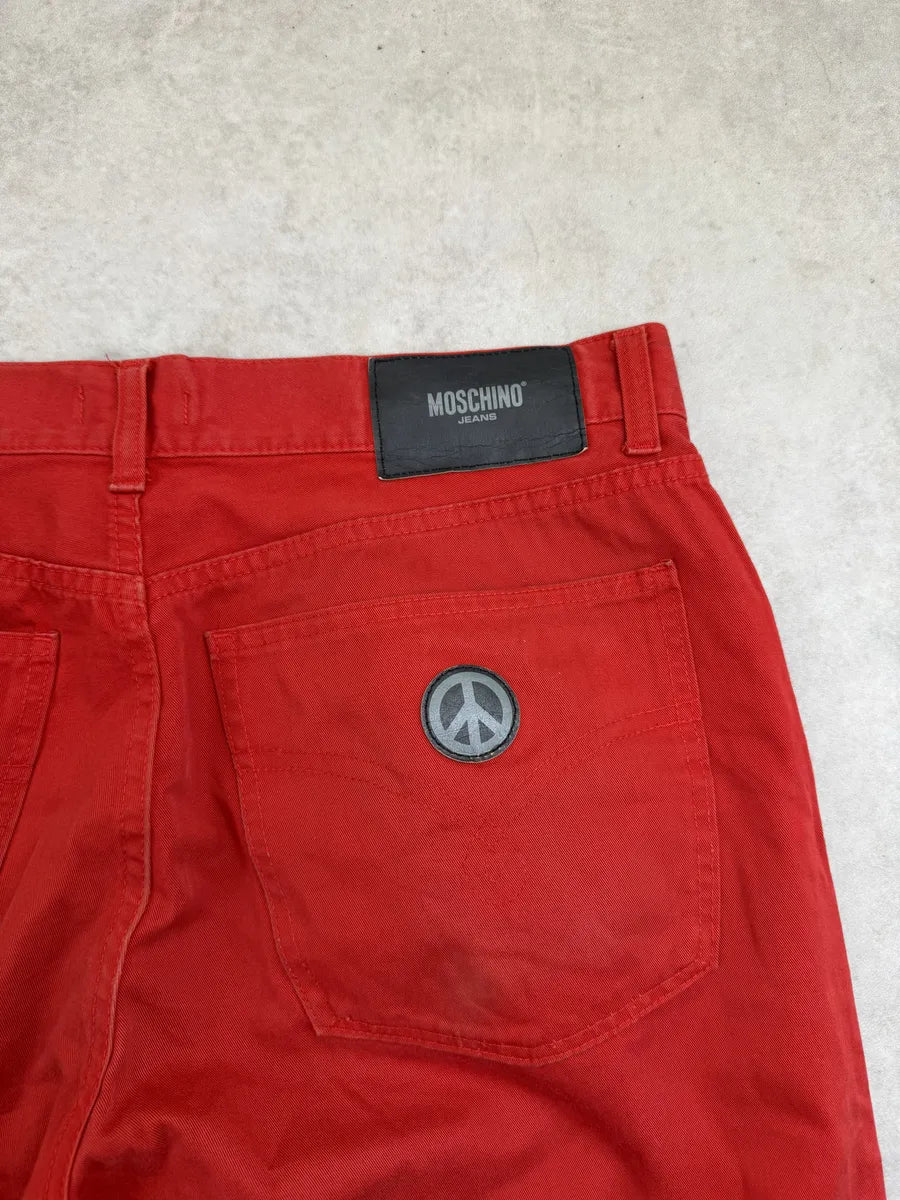 2000s Moschino Red Denim Straight-Leg Jeans nLGRRfs 8