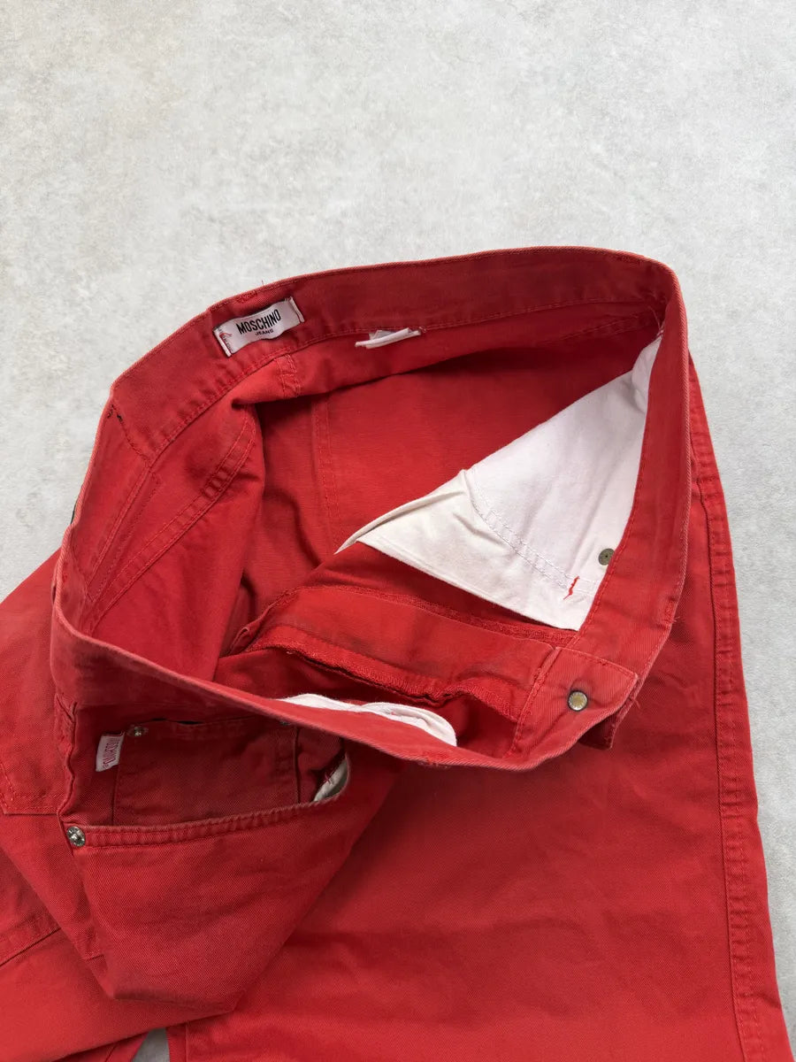 2000s Moschino Red Denim Straight-Leg Jeans nLGRRfs 9