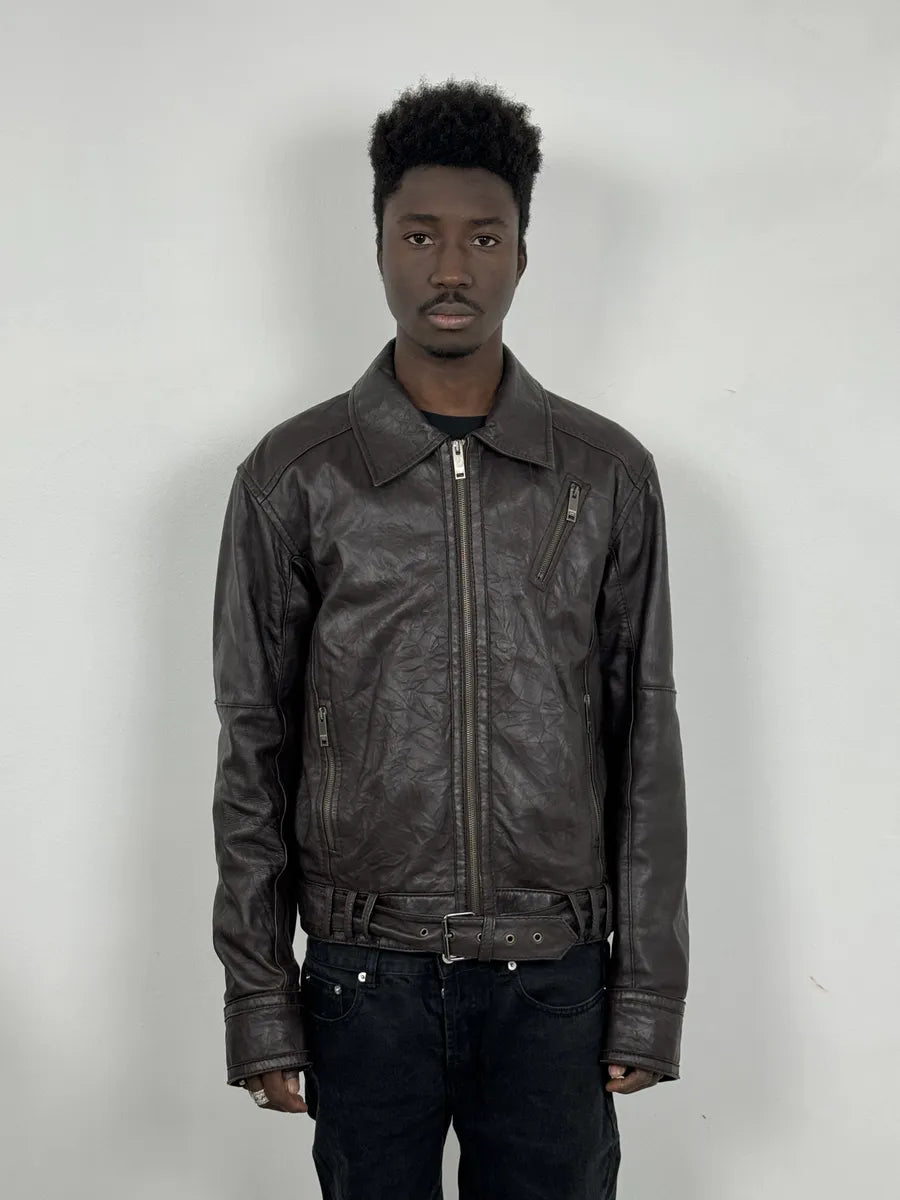 2000s Moschino Spy Brown Leather Jacket sEoumPS 1