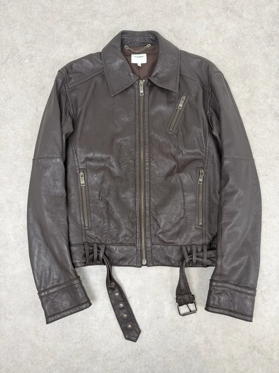 2000s Moschino Spy Brown Leather Jacket sEoumPS 3