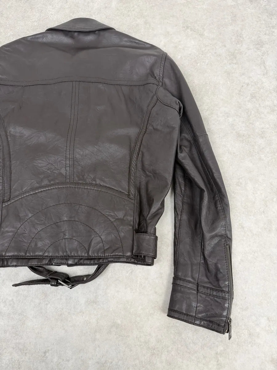 2000s Moschino Spy Brown Leather Jacket sEoumPS 6