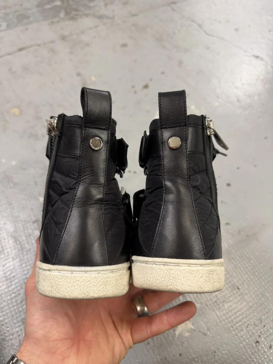 2000s Moschino Straps Zip Leather High Top Sneakers XlqKgnS 6