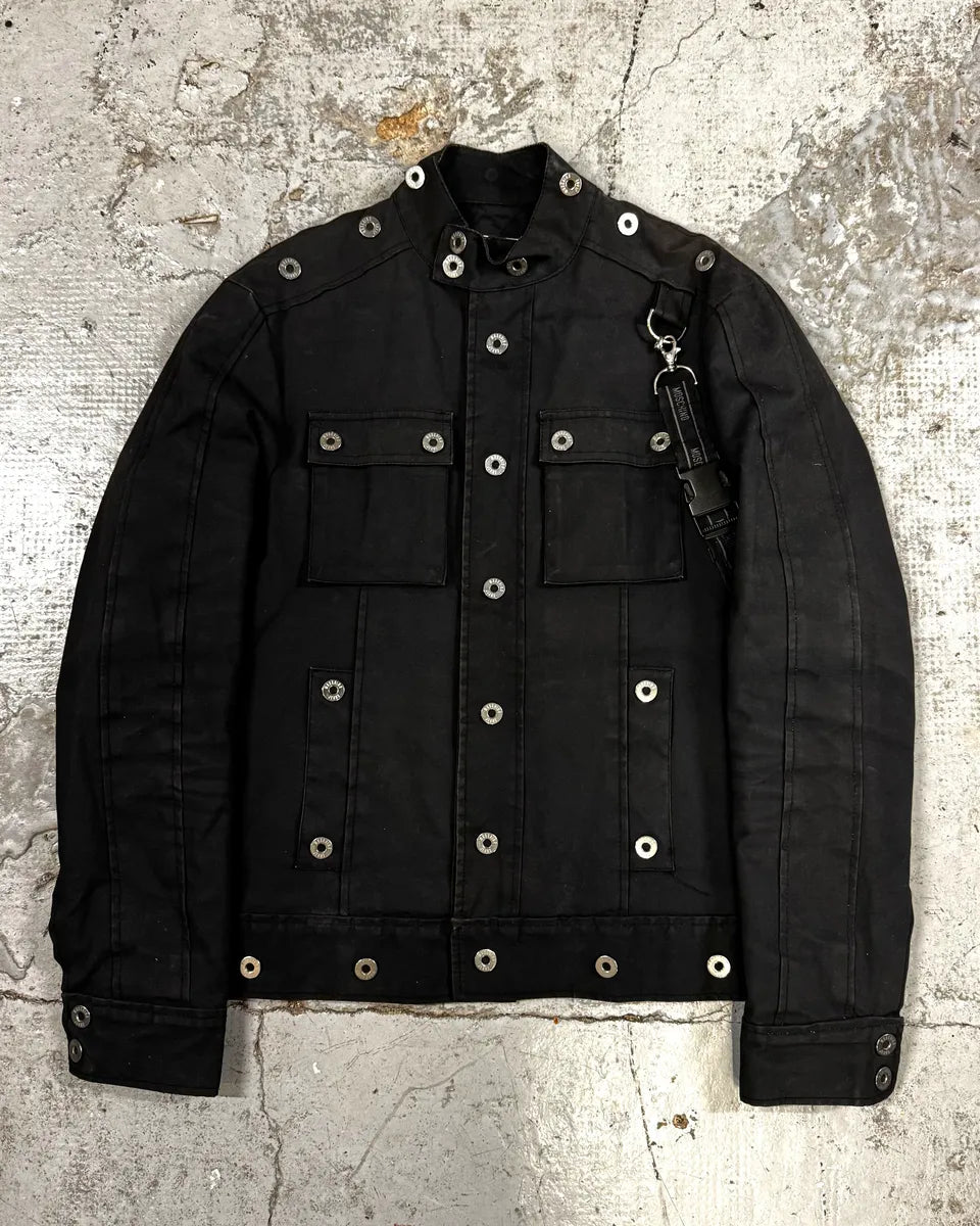 2000s Moschino Studded Black Cargo Jacket FhbDCeS 0