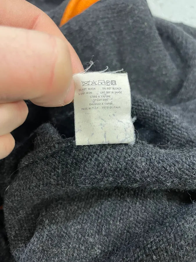 2000s Moschino Turtle Neck V Orange Black Wool Sweater (M) 9