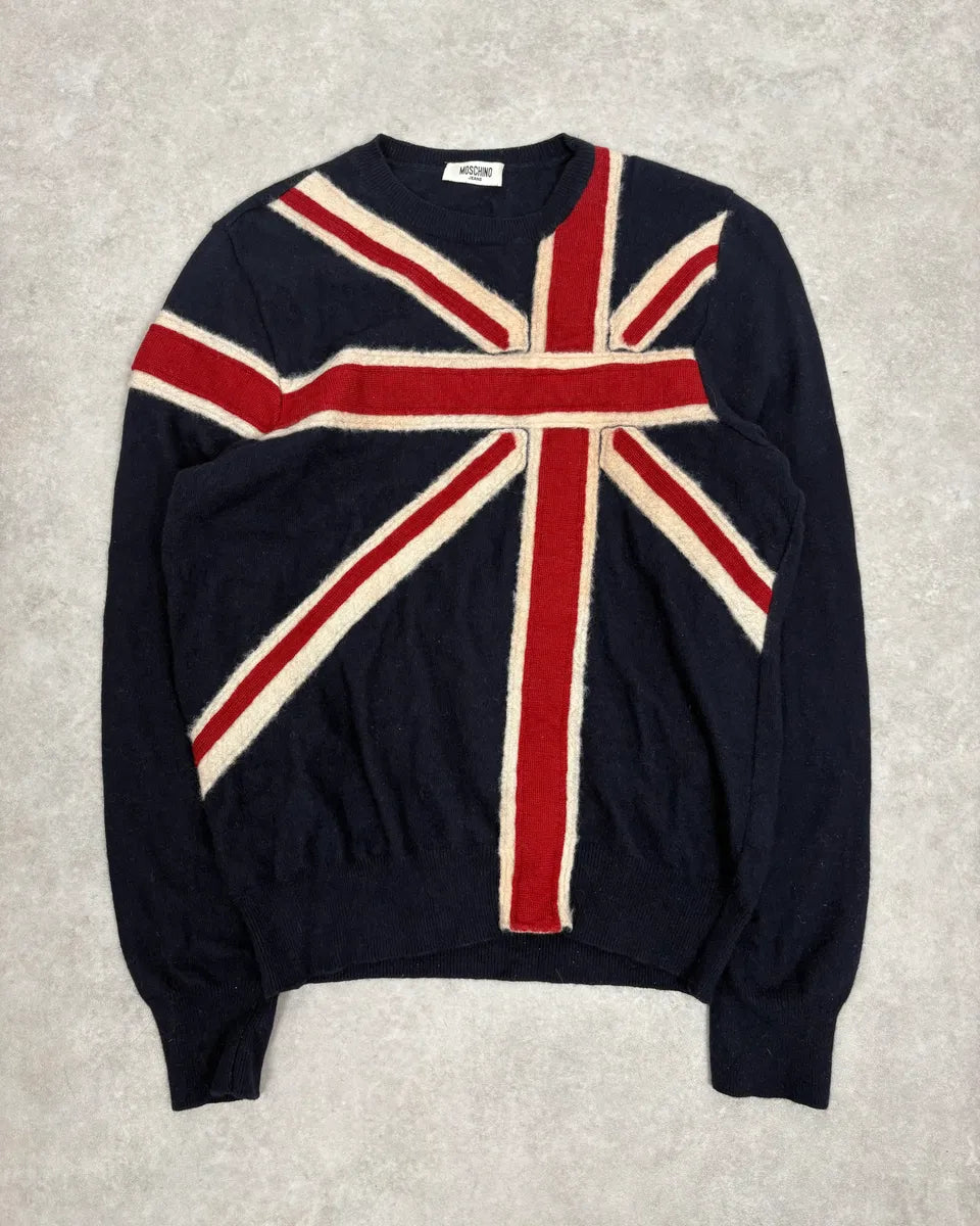 2000s Moschino UK Flag Wool Sweater CZJtvlr 0
