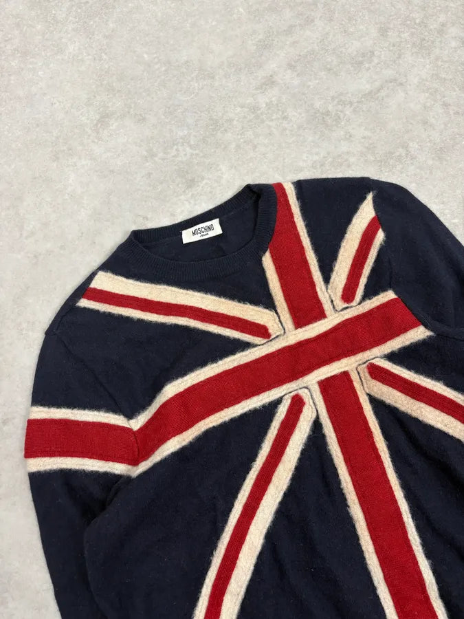 2000s Moschino UK Flag Wool Sweater CZJtvlr 4