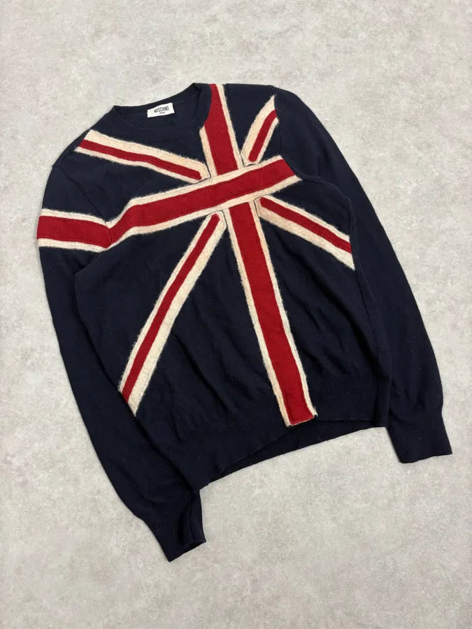 2000s Moschino UK Flag Wool Sweater CZJtvlr 3