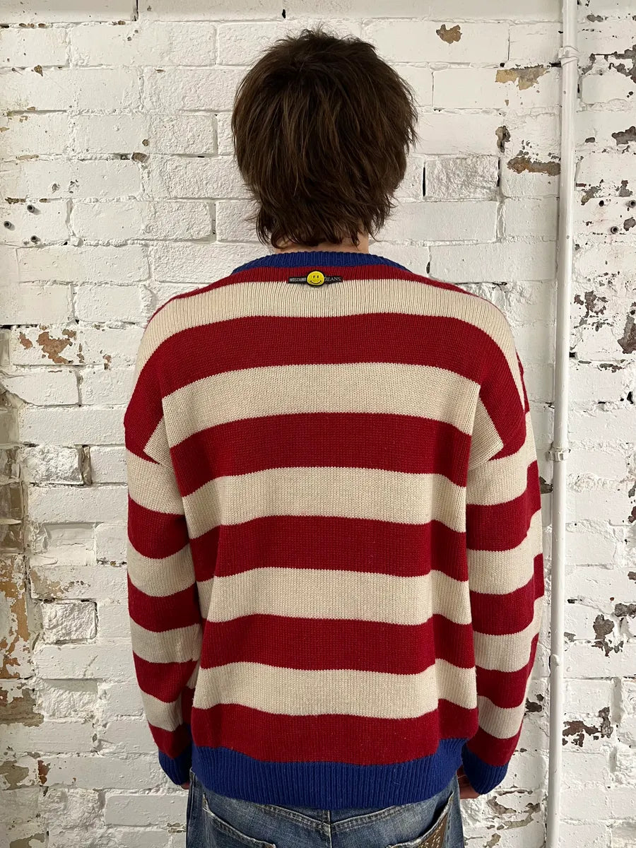 2000s Moschino USA Flag Bootleg Red White Blue Wool Sweater EVwCDGr 2