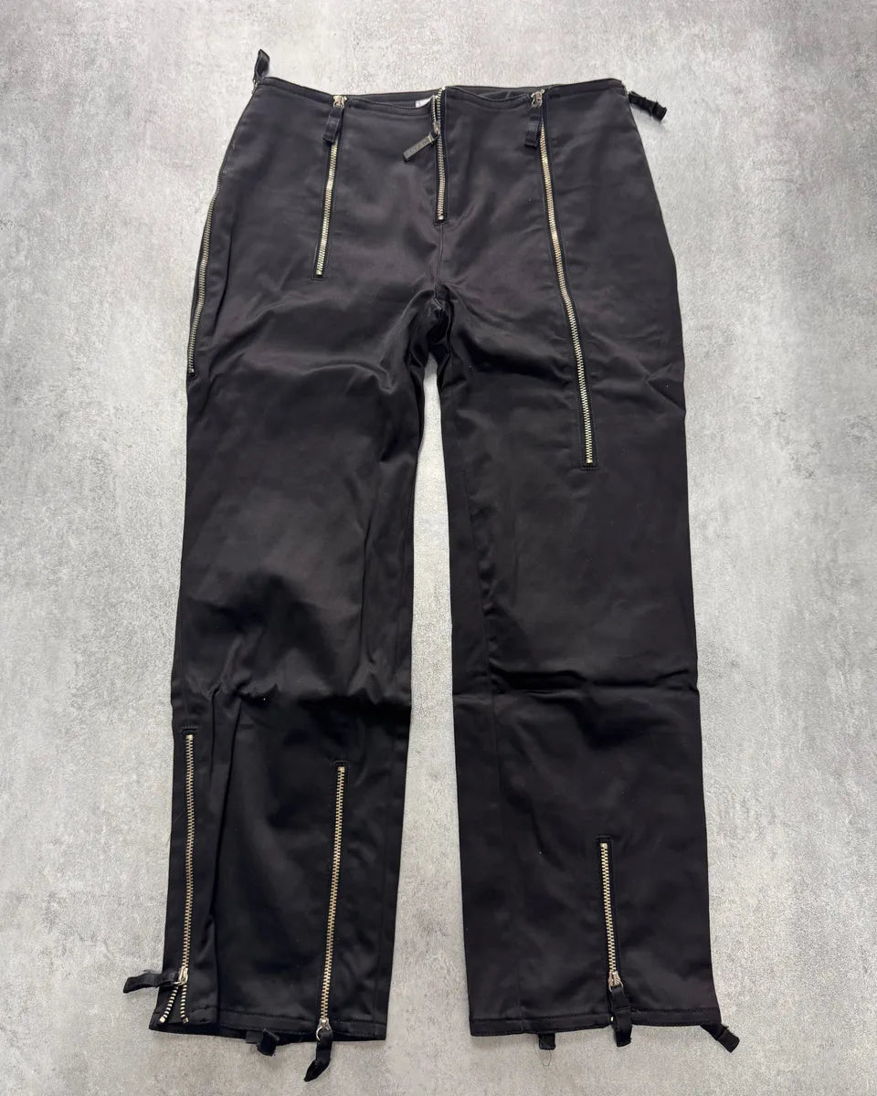 2000s Moschino Vertical Multi-Zips Black Cropped Pants UPqevvw 0