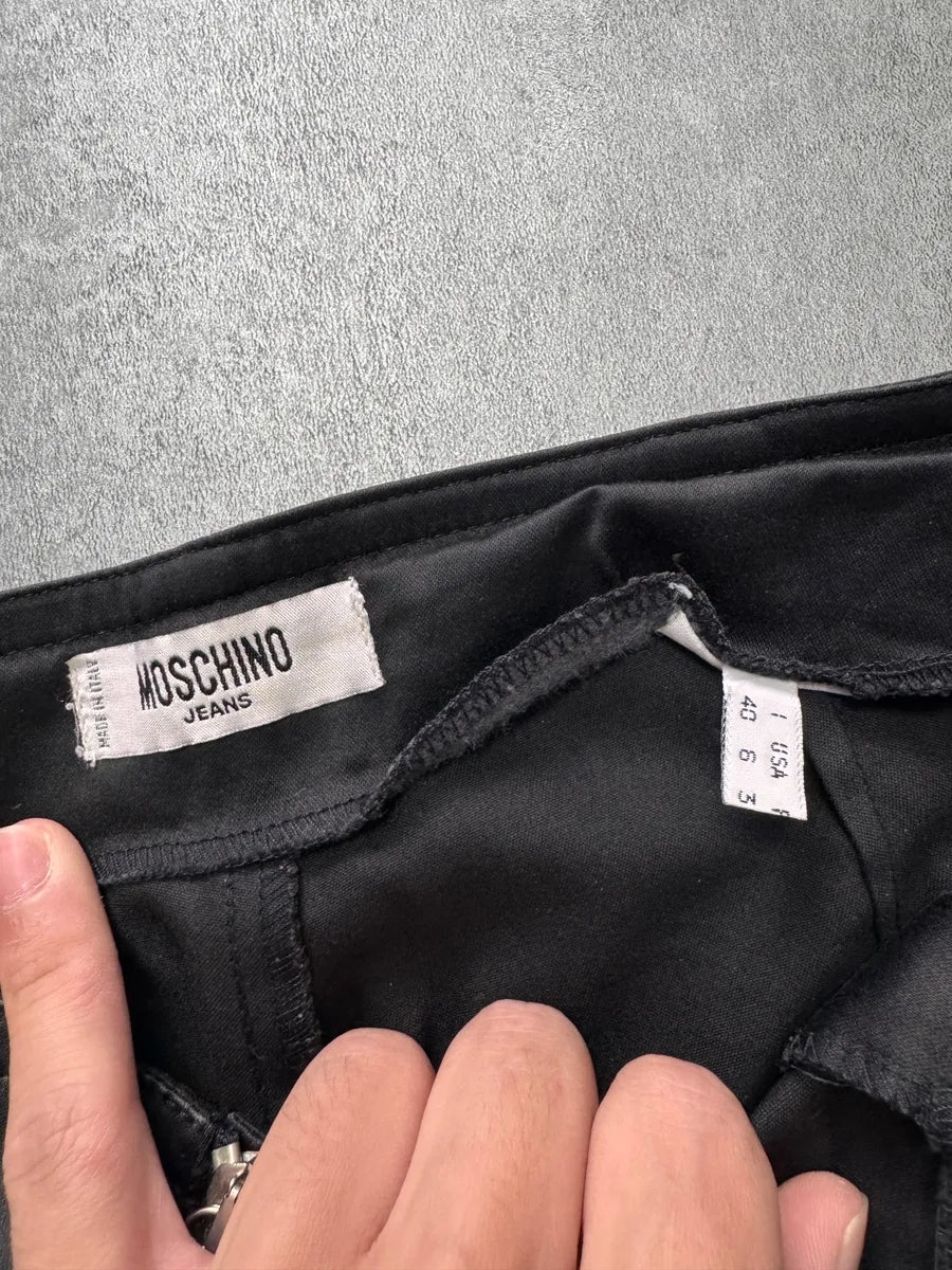 2000s Moschino Vertical Multi-Zips Black Cropped Pants UPqevvw 4
