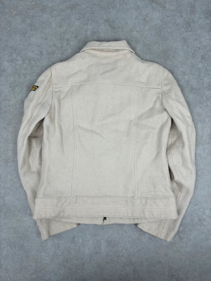 2000s Moschino Beige Cropped Patchwork Bondage Jacket CAndULL 4