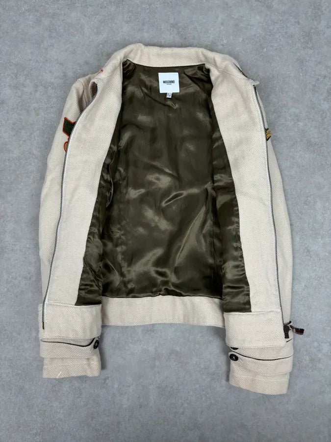 2000s Moschino Beige Cropped Patchwork Bondage Jacket CAndULL 6