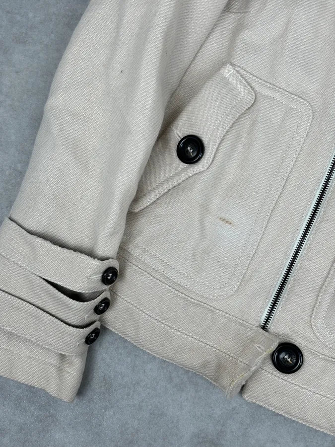 2000s Moschino Beige Cropped Patchwork Bondage Jacket CAndULL 8