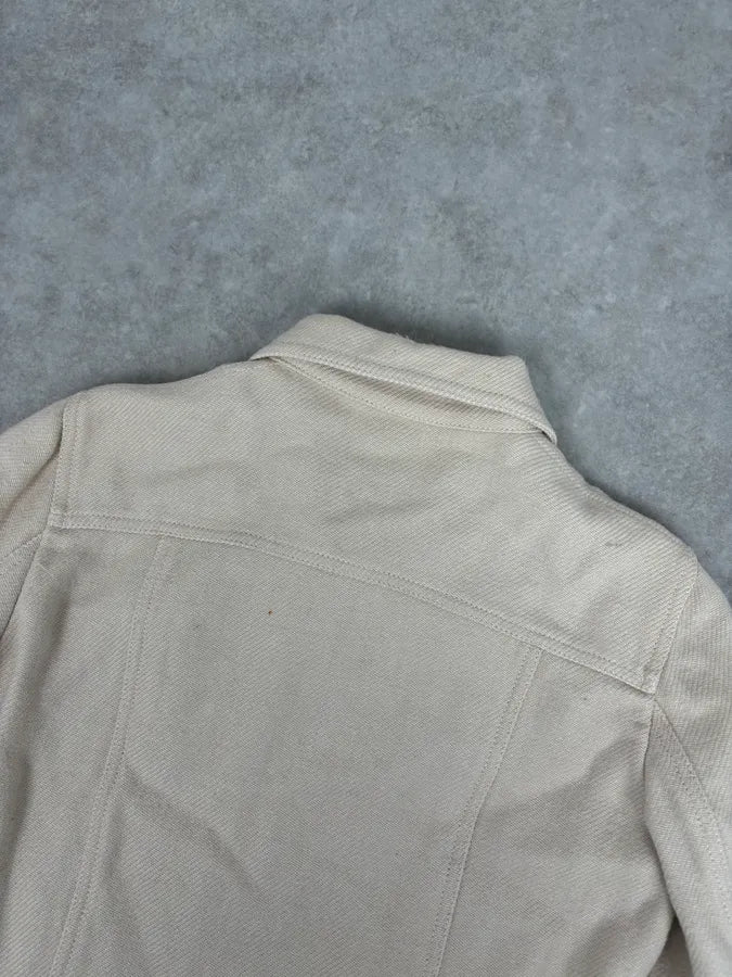 2000s Moschino Beige Cropped Patchwork Bondage Jacket CAndULL 5