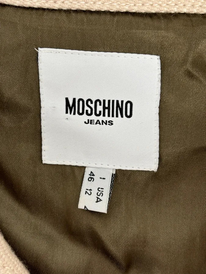 2000s Moschino Beige Cropped Patchwork Bondage Jacket CAndULL 10