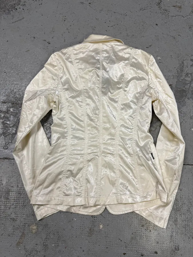 2000s Moschino White Satin Blazer trTYdGS 3