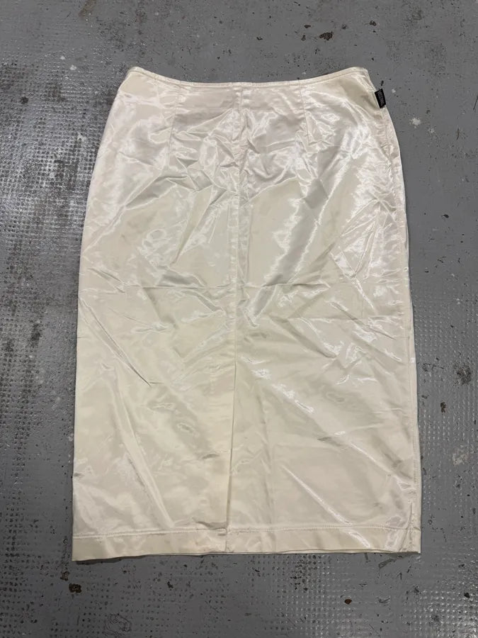 2000s Moschino White Satin Skirt YJvIaIb 0