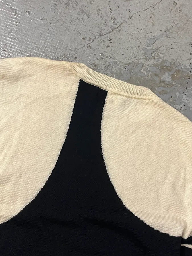 2000s Moschino Wool Black Geometrical White Sweater irPFBpe 5