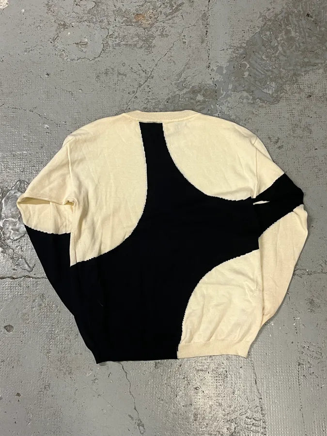 2000s Moschino Wool Black Geometrical White Sweater irPFBpe 4
