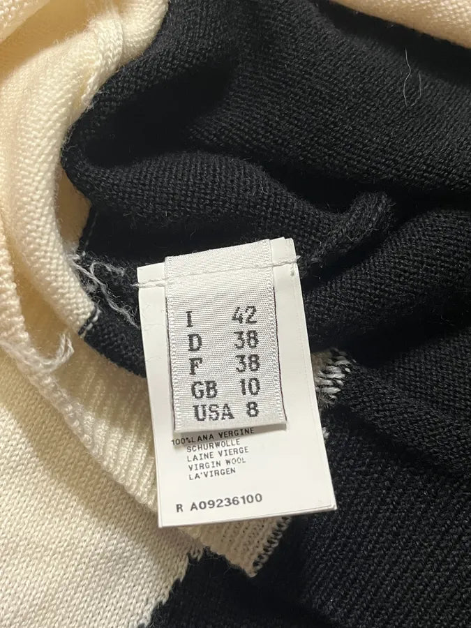 2000s Moschino Wool Black Geometrical White Sweater irPFBpe 8