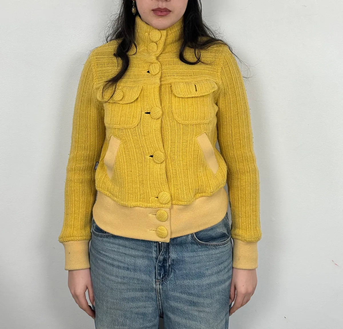 2000s Moschino Wool Yellow Buttoned Jacket LLyeVDt 0