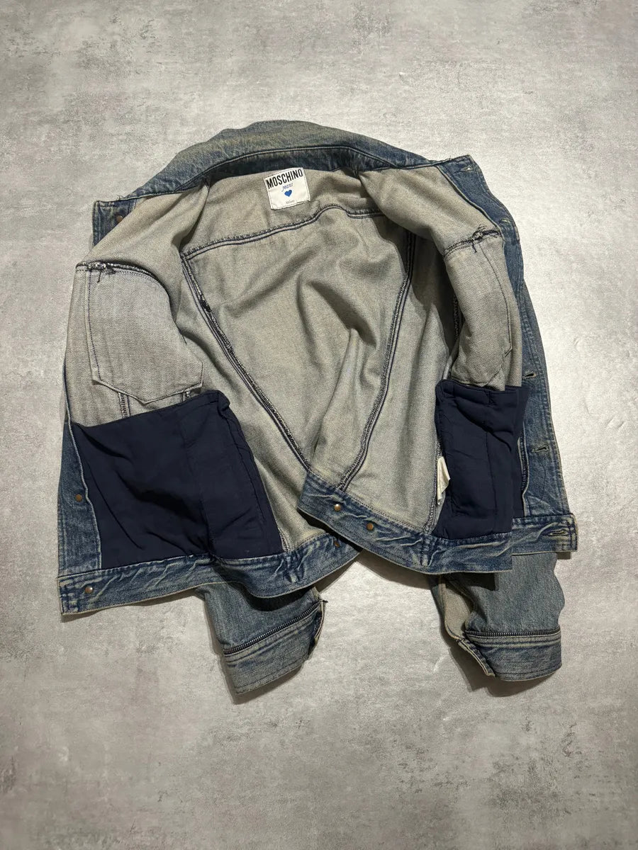 2000s Moschino Zip Propaganda Relaxed Denim Jacket (M) 6