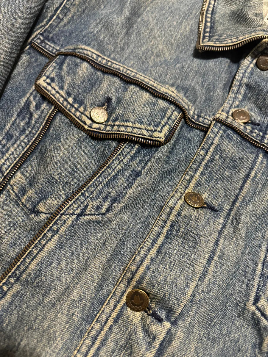 2000s Moschino Zip Propaganda Relaxed Denim Jacket (M) 8