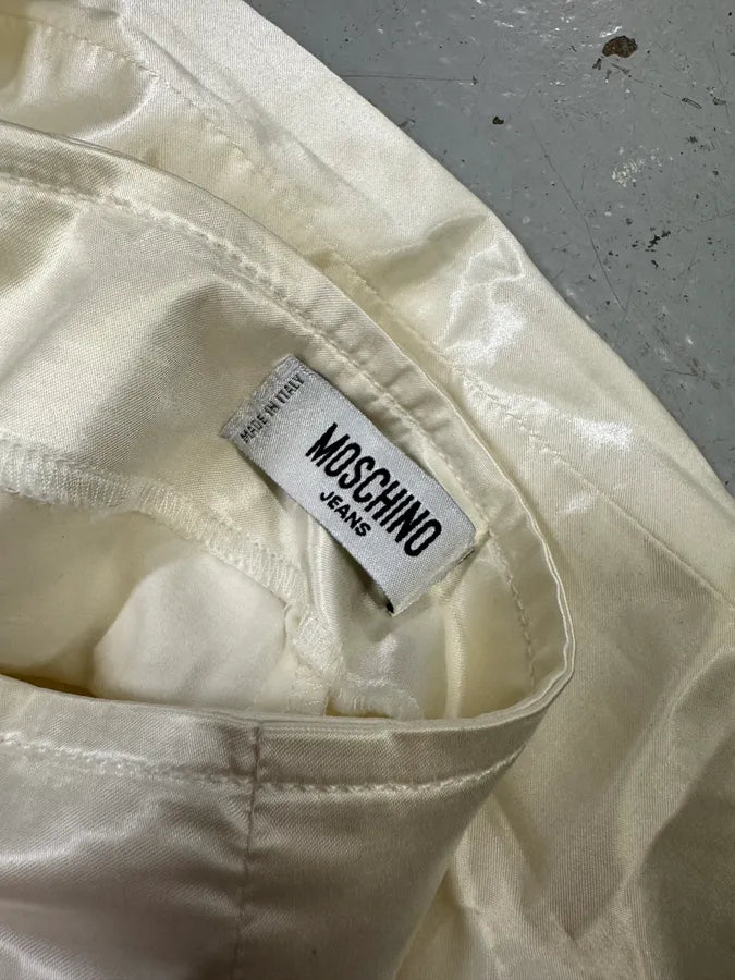 2000s Moschino White Satin Blazer & Skirt Set zybkXVt 12