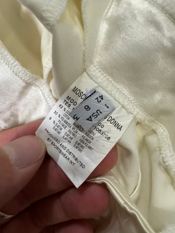 2000s Moschino White Satin Blazer & Skirt Set zybkXVt 13