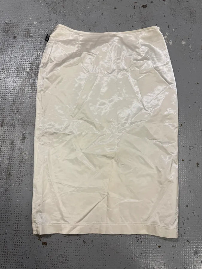 2000s Moschino White Satin Blazer & Skirt Set zybkXVt 6