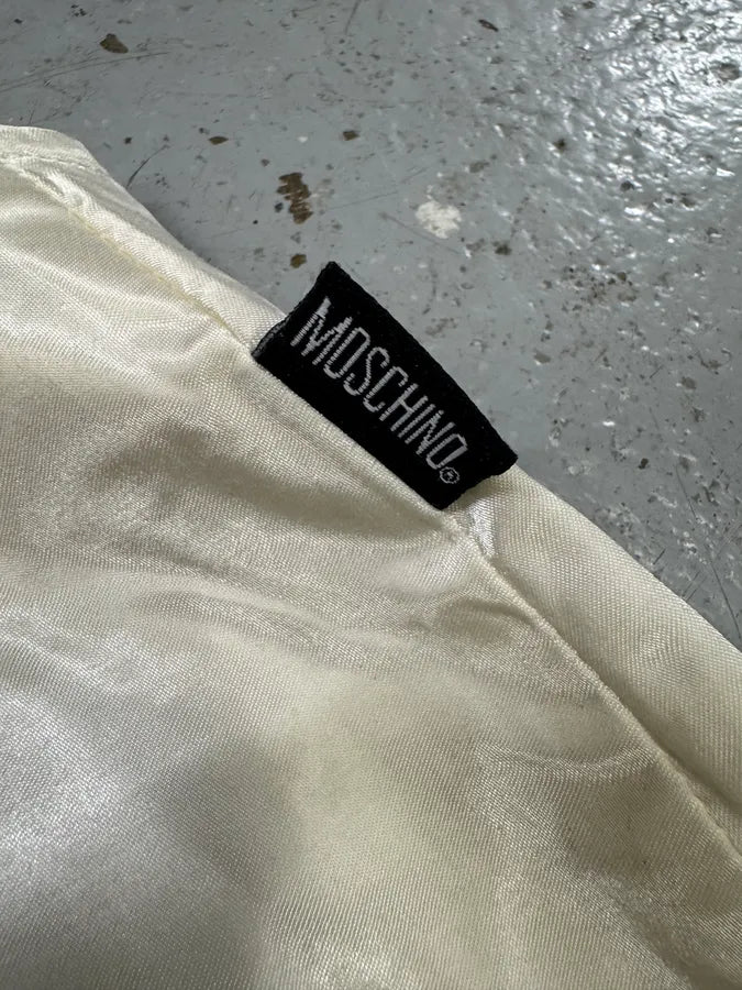 2000s Moschino White Satin Blazer & Skirt Set zybkXVt 9