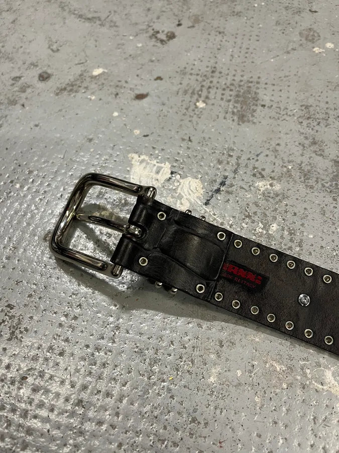 2000s Nanni Black Crocodile Effect Leather Studded Belt EjVVapw 7
