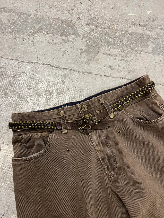 2000s Nanni Black Stripes Leather Studded Belt HfzQEwq 2