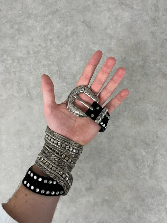 2000s Nanni Cowboy Metal Leather Belt nOjduyP 1