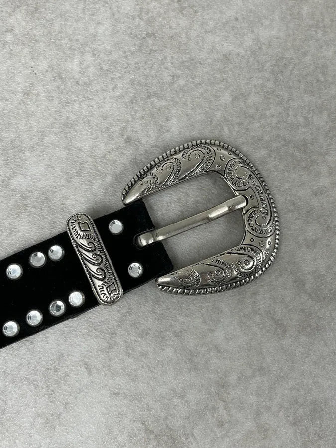 2000s Nanni Cowboy Metal Leather Belt nOjduyP 6