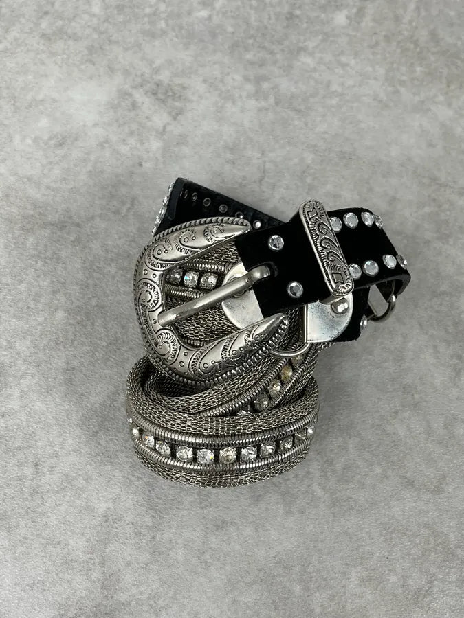 2000s Nanni Cowboy Metal Leather Belt nOjduyP 3