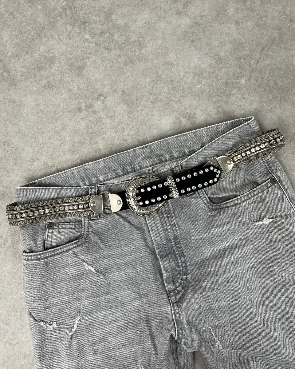 2000s Nanni Cowboy Metal Leather Belt nOjduyP 0