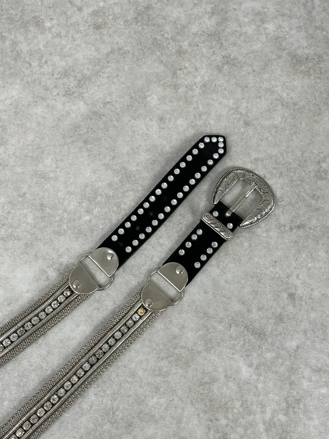 2000s Nanni Cowboy Metal Leather Belt nOjduyP 2