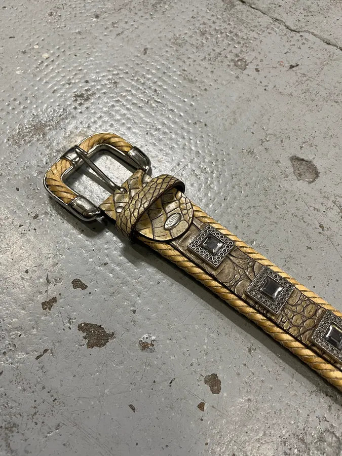 2000s Nanni Crocodile Leather Embellished Belt DLjEbSK 4