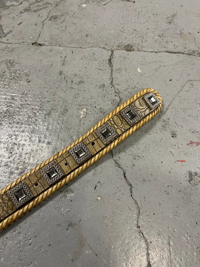 2000s Nanni Crocodile Leather Embellished Belt DLjEbSK 5