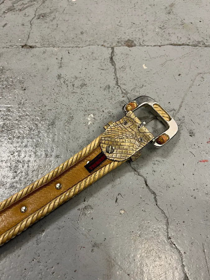 2000s Nanni Crocodile Leather Embellished Belt DLjEbSK 6