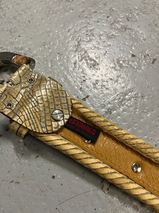 2000s Nanni Crocodile Leather Embellished Belt DLjEbSK 7